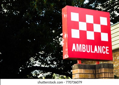 Square Red Australian Ambulance Sign.