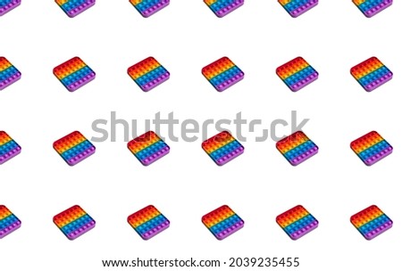 Square shape isometric pattern of silicon toy for kids. Pop it fidget toy isolated on white background. Simle dimple toy. 