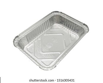 Square Silver Plastic Food Container Isolated