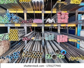 Square Steel Pipe In A Building Material Store