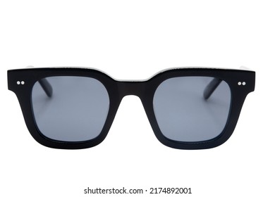 Square Sunglasses Unisex Black Shades With Solid Black Frame Front View