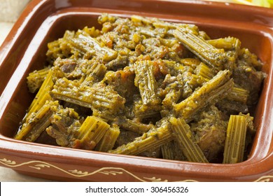  Square Tajine With Meat And Cardoon Meal Close Up