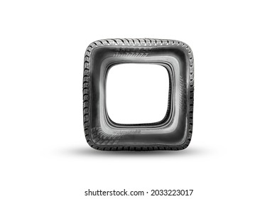 square tire wheel, wrong or damaged damaged tire, fake. Funny isolate on a white background