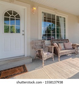 Square Traditional Home Porch And Deck With No People