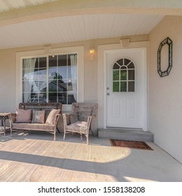 Square Traditional Home Veranda And Deck With No People