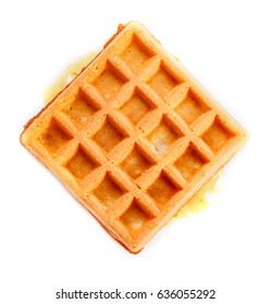 Square waffle with filling. Isolated background