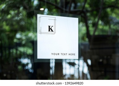 Square White Shop Sign Mockup On A Window