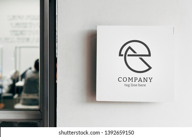 Square White Sign Mockup On A Wall
