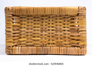 Square Wicker Basket Isolated On White Front View