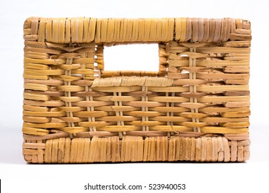 Square Wicker Basket Isolated On White Side View