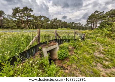 Square Wildlife underpass crossing culvert  for animals under a highway in the Netherlands