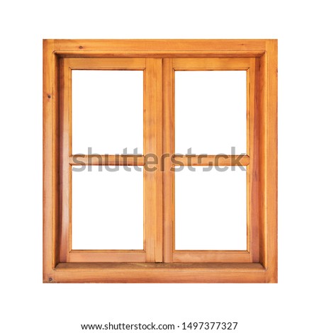 Square wooden window isolated on white background