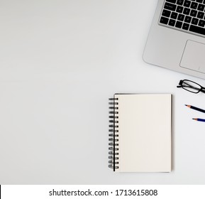 Squared layout of a work station with blank copy space. Business escritoire. Flat lay perspective, top down - Shutterstock ID 1713615808