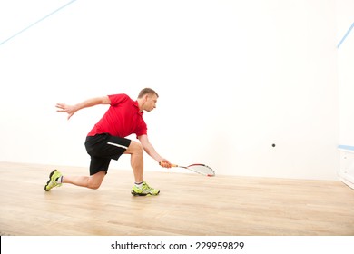 Squash Player Hiting Ball Squash Court Stock Photo Edit Now 229959829