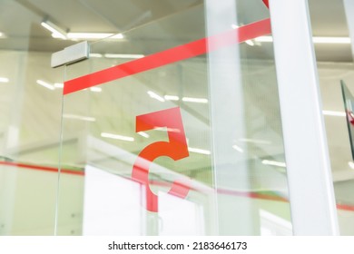 Squash Room Number 5 In The Tennis Club. The Number On The Glass Door. Horizontal Photo