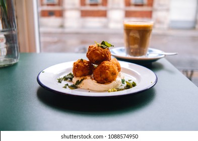 Squash And Wild Rice Balls, Whipped Feta