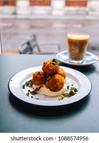 Squash And Wild Rice Balls, Whipped Feta