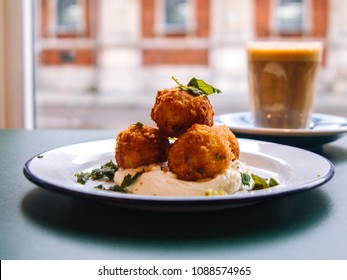 Squash And Wild Rice Balls, Whipped Feta