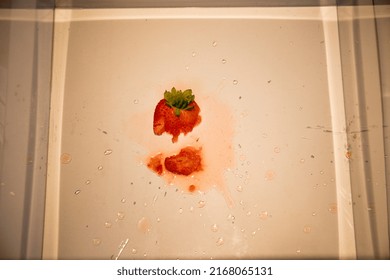 Squashed Strawberry In Plexiglass Box