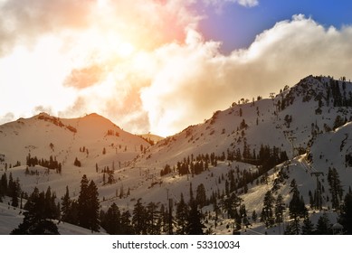 Squaw Valley Ski Resort In Late Afternoon.