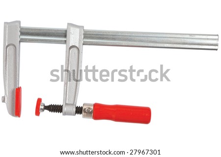 squeezed in a clamp isolated on white background