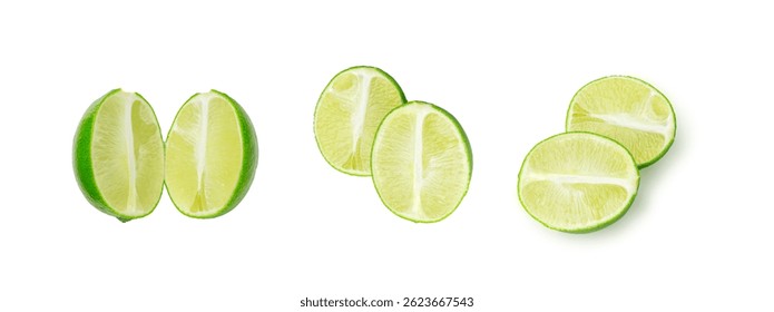 Squeezed lime isolated, hand squeezing out half green lemon, squeezed lime juice on white background, burnout symbol, making a Cuba Libre cocktail
