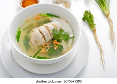 Squids Stuffed Pork Chops Mild Soup, Thai Cuisine.