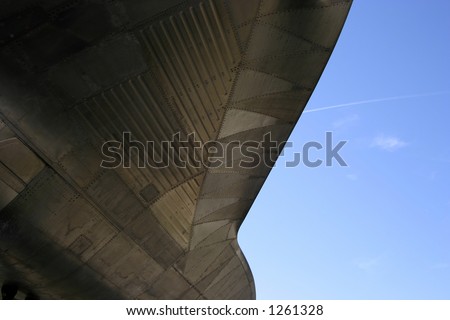 An SR-71 spy-plane viewed from below.