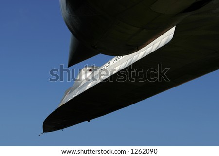 An SR-71 spy-plane viewed from below.