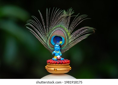 Sri Krishna Statue With Peacock Feather