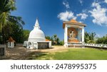 Sri Lanka, Ceylon Island, Unawatuna - Summer 2024 : Buddhist temple and beach town