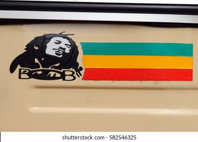 SRI LANKA - DECEMBER 6, 2008:The Image Of Bob Marley On Board The Vehicle.