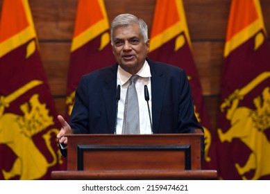 Sri Lanka Prime Minister Ranil Wickremesinghe At The Press Conference In Colombo On 23rd April 2019