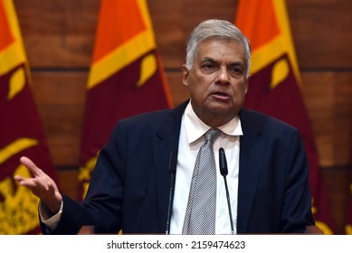 Sri Lanka Prime Minister Ranil Wickremesinghe At The Press Conference In Colombo On 23rd April 2019