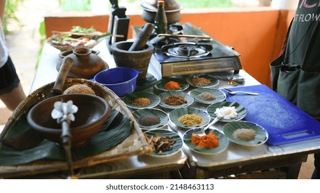 Sri Lankan Cuisine With Various Spices And Cooking