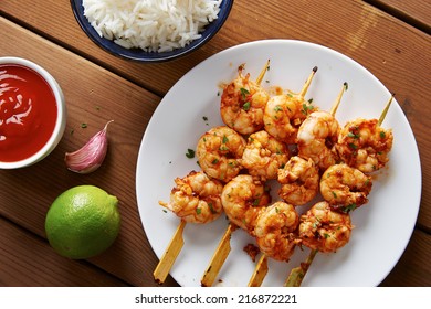 Sri Racha Marinated Prank Skewers With Rice