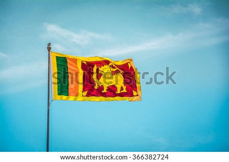 Srilanka flag in the blue sky