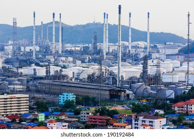 Sriracha - APRIL 28: Thailand Oil Refinery Industry In The Country.  Plant On The Refinery. Both Export And Domestic On 28 April 2014 In Thailand.