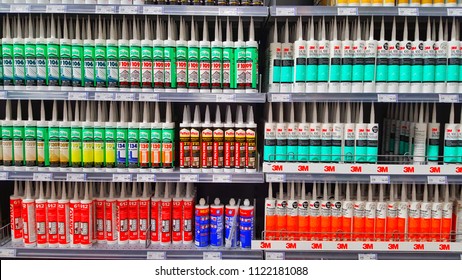 Sriracha, Chonburi THAILAND June 24, 2018: Silicone Sealant Brand 3M In Hardware Stores.