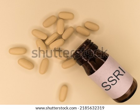 SSRI (Selective serotonin reuptake inhibitors) class of drugs medication used as antidepressants for major depresive disorder, anxiety disorders and other psychological conditions like panic attack Stock photo © 