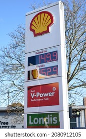 St Albans, UK November 25 2021 - A Petrol Station Forecourt Displays The Current Cost Of Fuel Per Litre