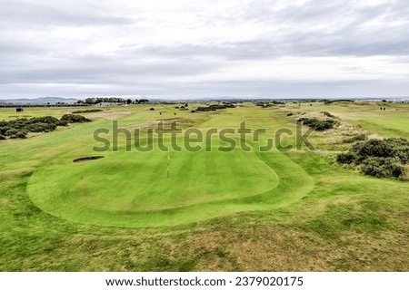 St Andrews, Scotland - September 22, 2023: Early morning views of the Old Course in St Andrews Scotland
