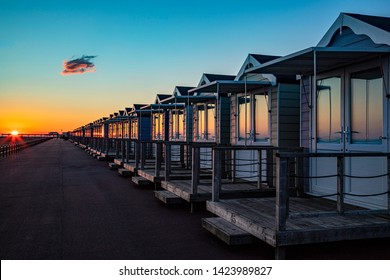 St Annes Beach Huts Lancashire England North West Clear Evening