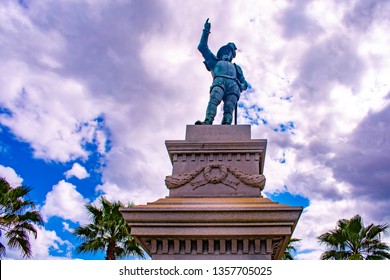 St. Augustine, Florida. March 31 , 2019 .  Top View Of Juan Ponce De Leon Statue In Florida's Historic Coast .