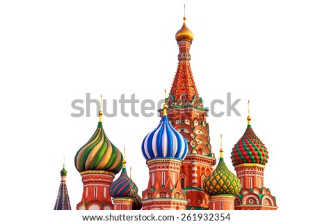 St. Basil cathedral on Red Square in Moscow, Russia, isolated on white background