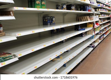 ST. CROIX FALLS, WISCONSIN/USA MARCH 26, 2020. Bare Store Shelves During COVID 19 Pandemic