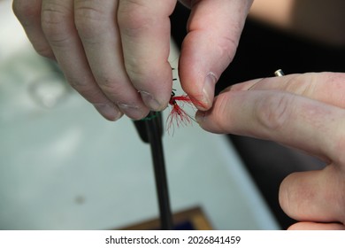 St. Croix National Scenic River, WI, USA-circa July 2015 – Family Fun Day Includes Fly Tying Lessons From A Park Ranger As Part Of The Healthy Parks, Healthy People Initiative, Getting Kids Outside 