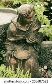 St. Francis Statue In A Texas Garden