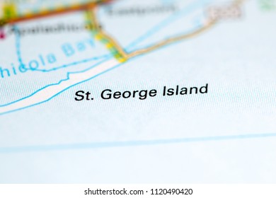 St. George Island. Florida. USA On A Map