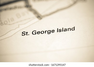 St. George Island. Florida. USA On A Map